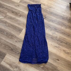 Lucy in the Sky Royal Blue Sequin Prom Formal Dress Strapless Colorful Dazzle